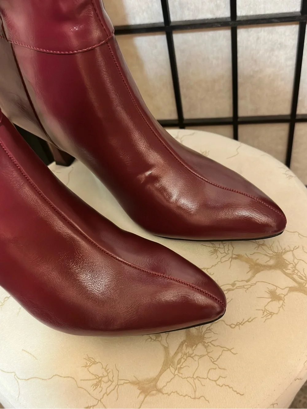 OASIS SOCIETY Knee High Vegan Leather Maroon Wine Lexington Boots